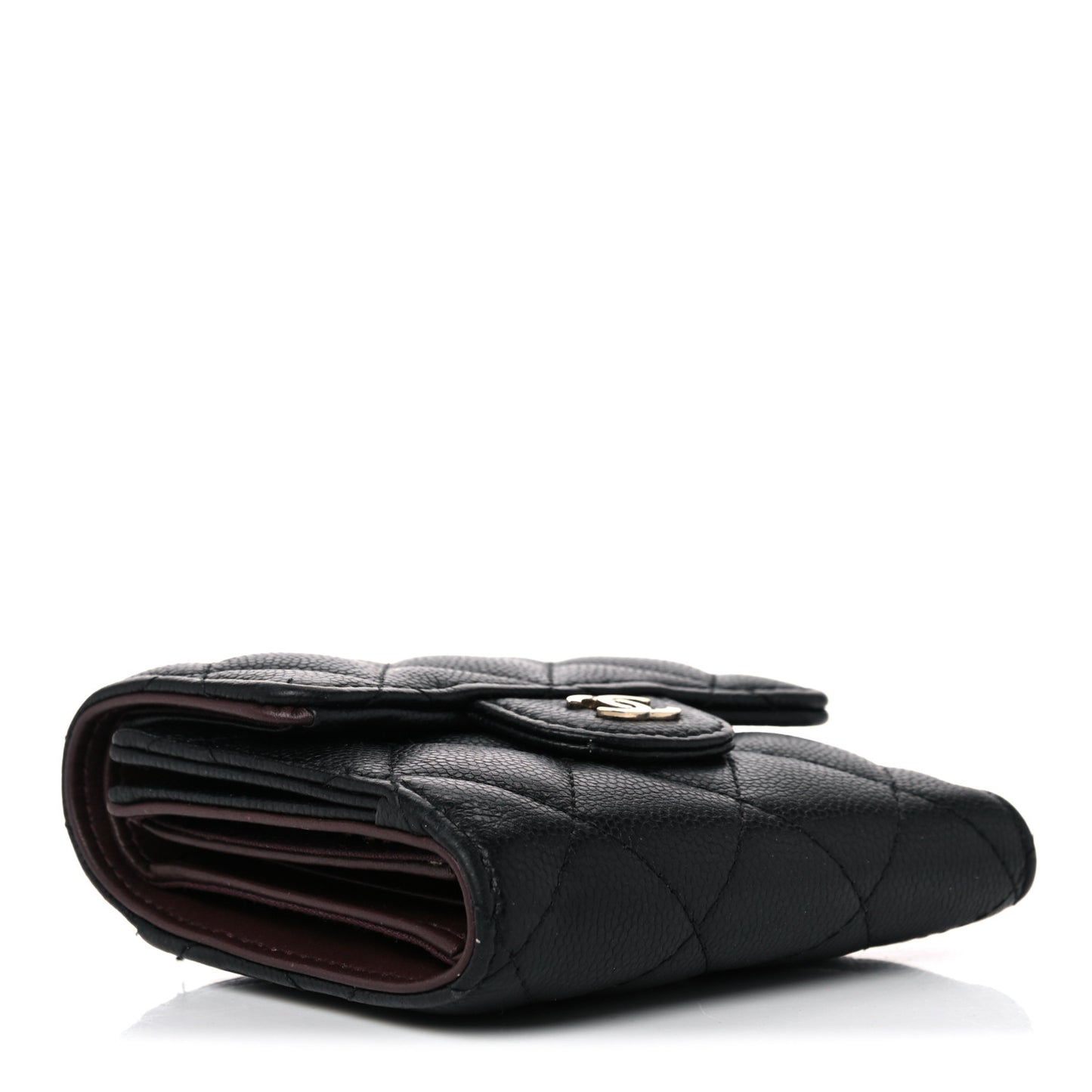 Caviar Quilted Compact Flap Wallet Black
