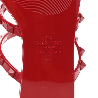 Valentino Garavani PVC Jelly Monochrome Rockstud Caged Flat Thong Sandals 37 Rosso Valentino 6 of 8