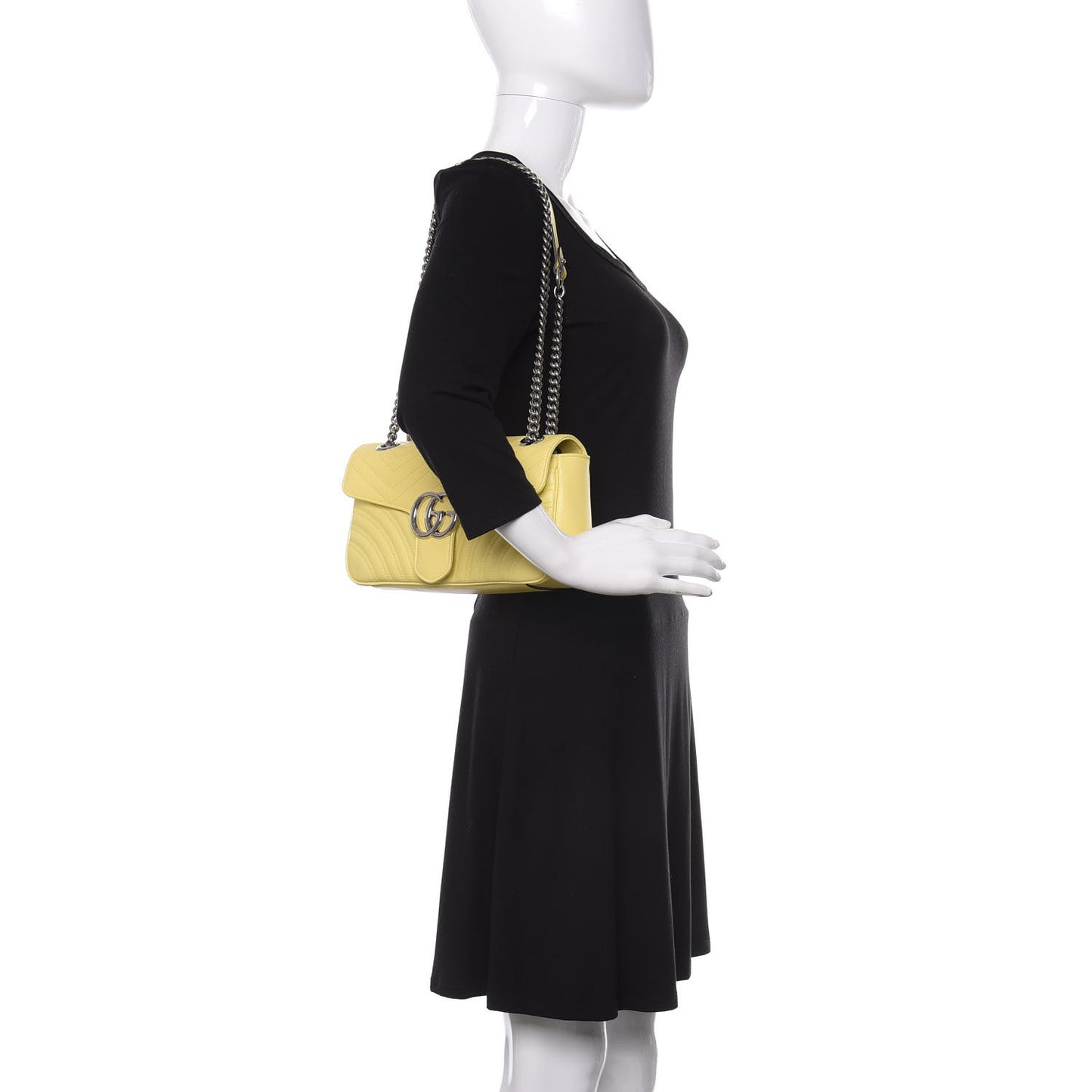 Calfskin Matelasse Small GG Marmont Shoulder Bag Banana