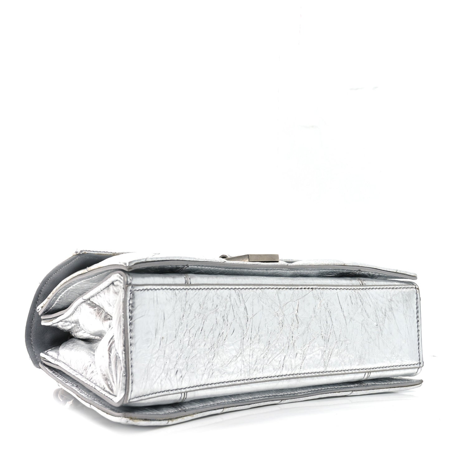 Crushed Calfskin Quilted Small Crush Chain Bag Silver
