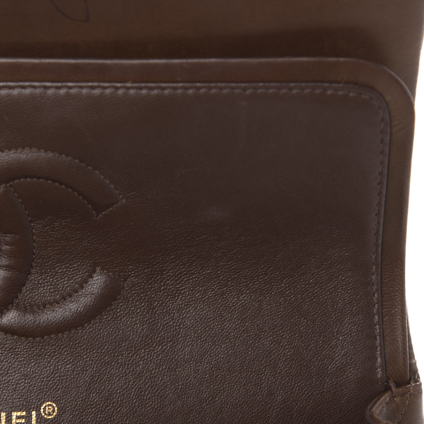 Lambskin Quilted Medium Double Flap Dark Brown