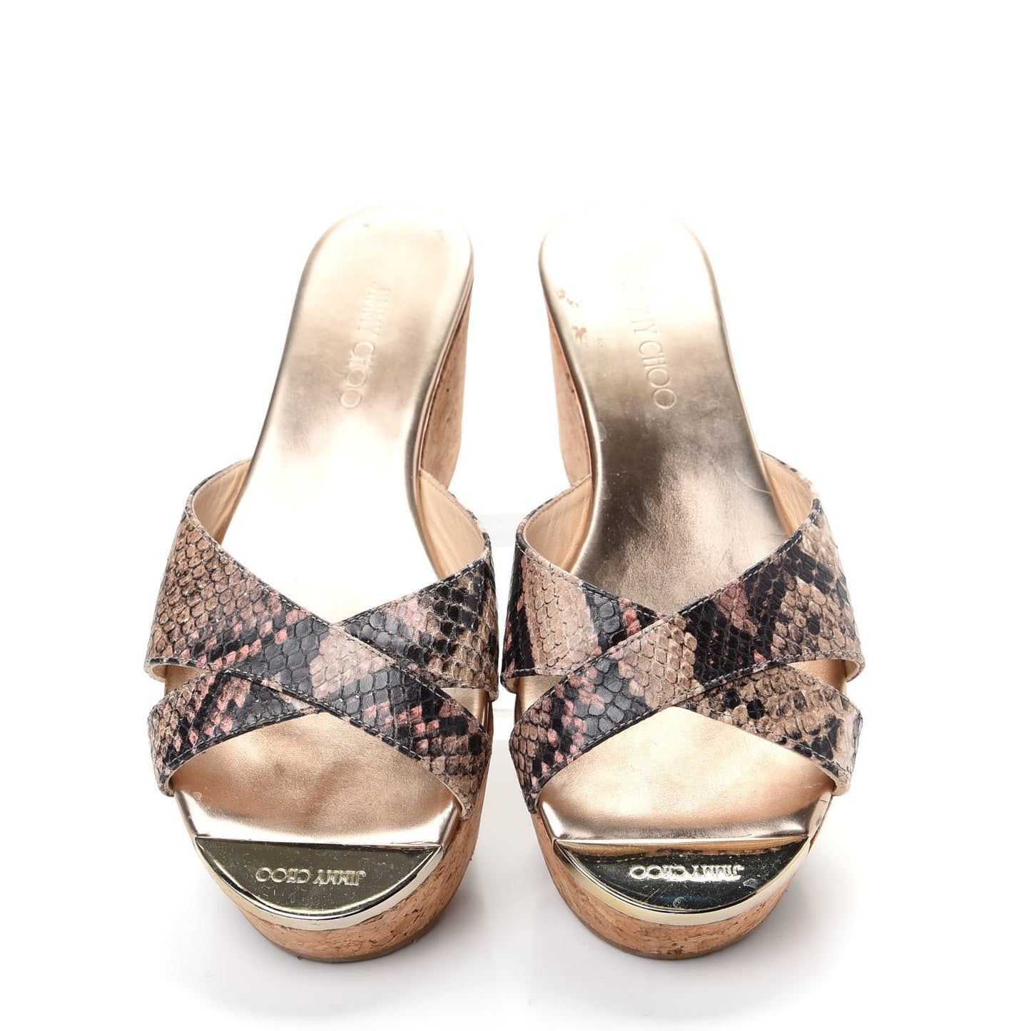 Snakeskin Prima Cork Wedge Sandals 37 Natural