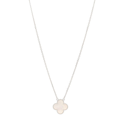 Van Cleef & Arpels 18K White Gold Mother of Pearl Vintage Alhambra Pendant Necklace 1 of 5