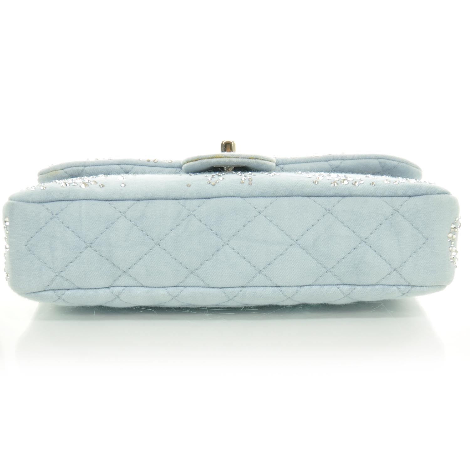 Chanel Denim Quilted Swarovski Crystal Flap 10A 4 of 9