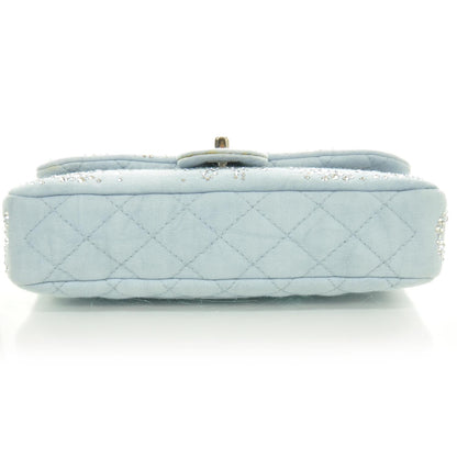 Chanel Denim Quilted Swarovski Crystal Flap 10A 4 of 9