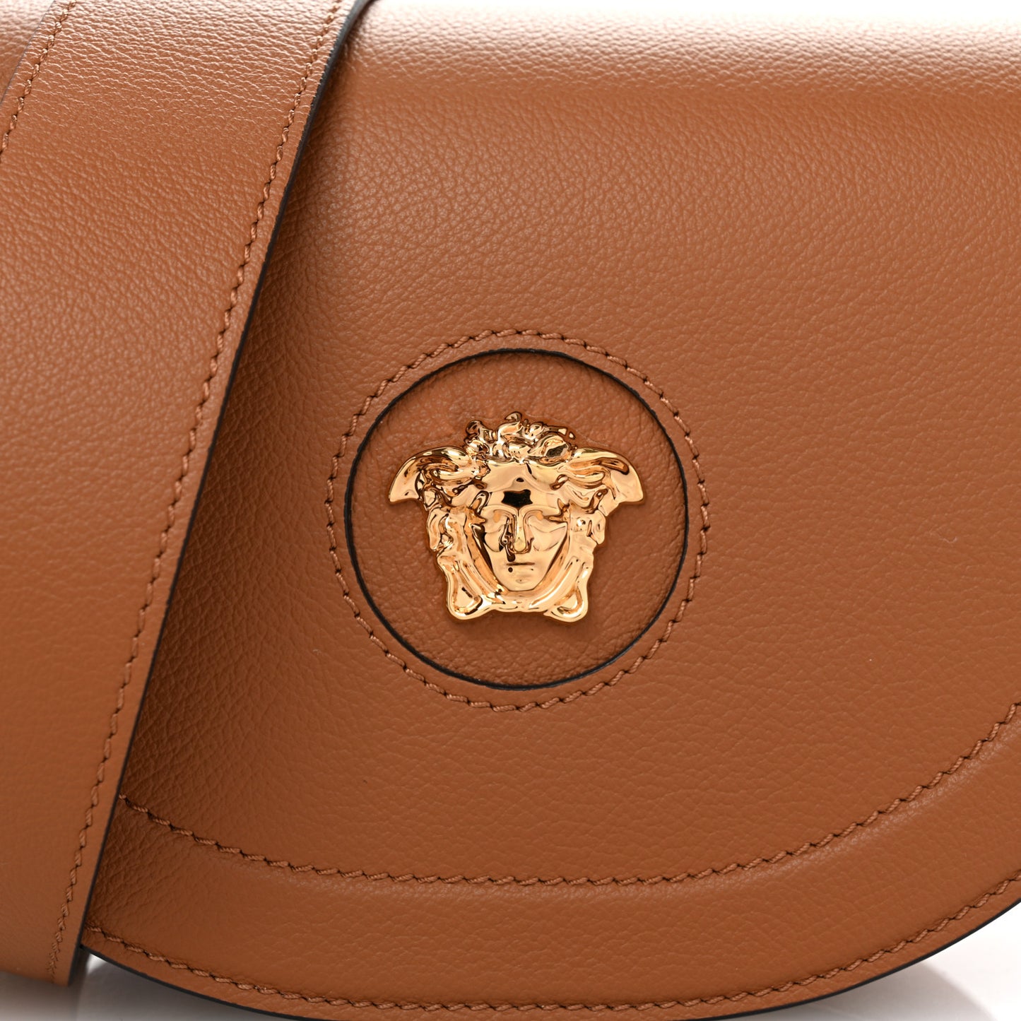 Grained Calfskin La Medusa Small Shoulder Bag Brown