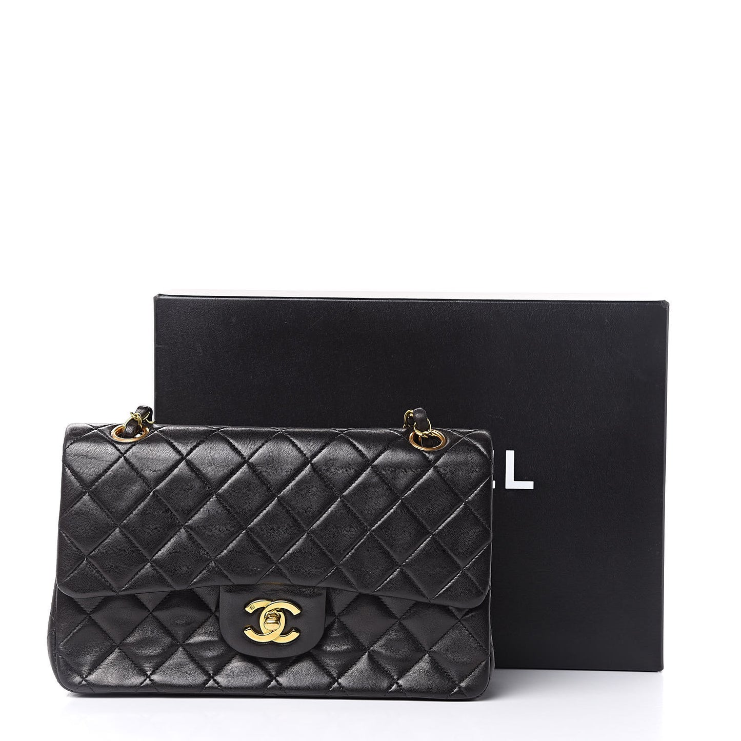 Lambskin Quilted Small Double Flap Black