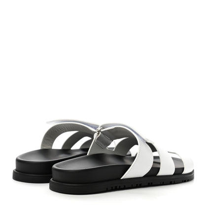 Hermes Calfskin Womens Chypre Sandals 38.5 White 5 of 9