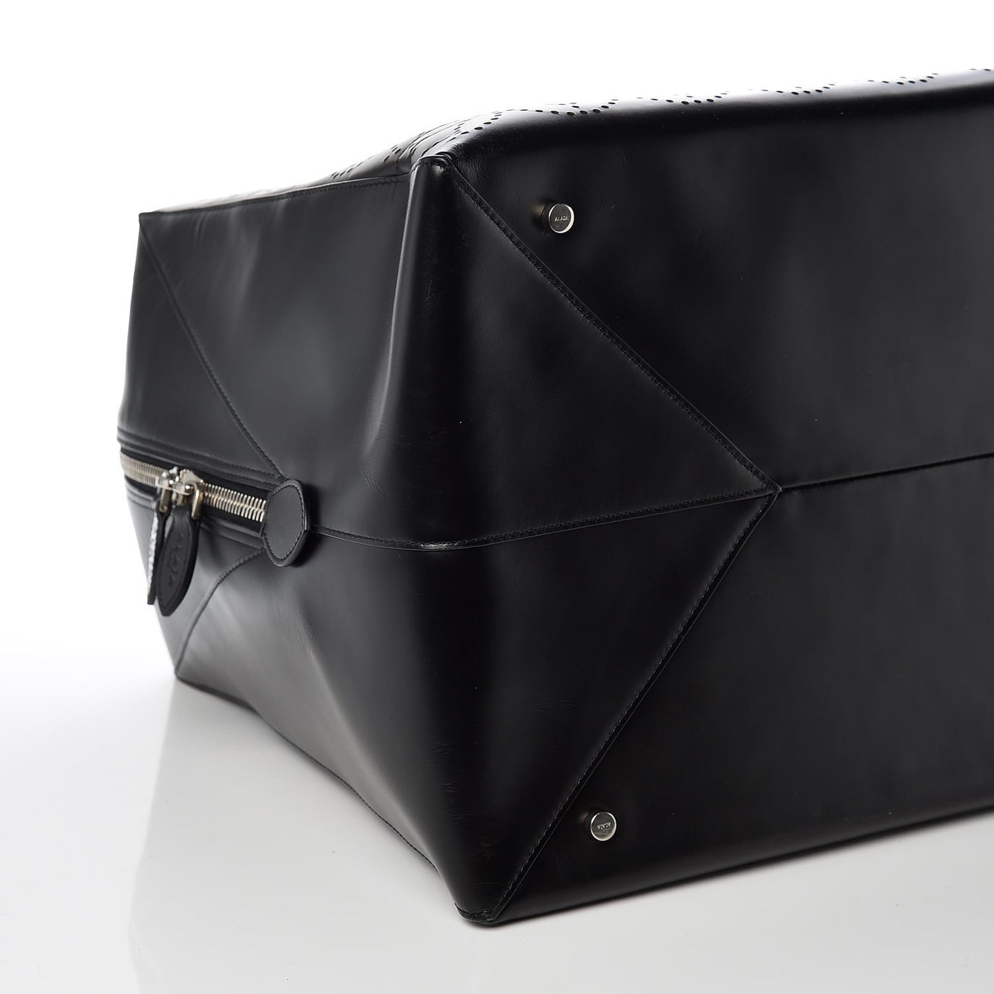 Calfskin Lux Laser Cut Weekender Black