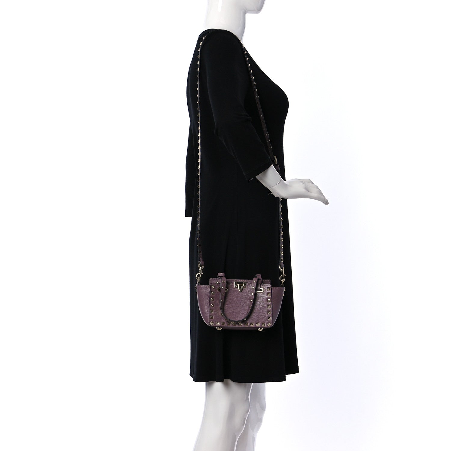 Valentino Garavani Grained Calfskin Micro Rockstud Tote Dark Mauve 2 of 10