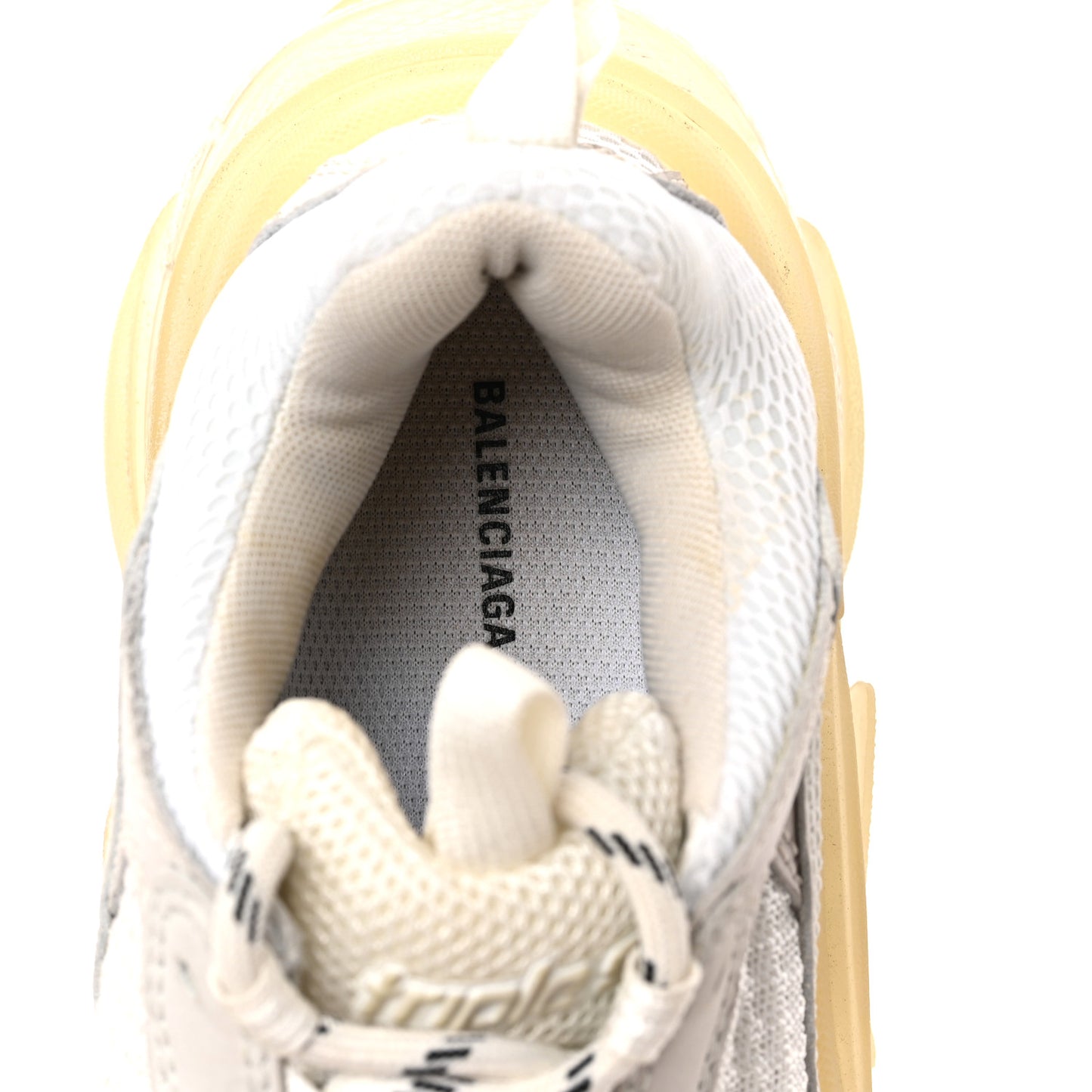 Fabric Mesh Clear Sole Womens Triple S Sneakers 37 Beige