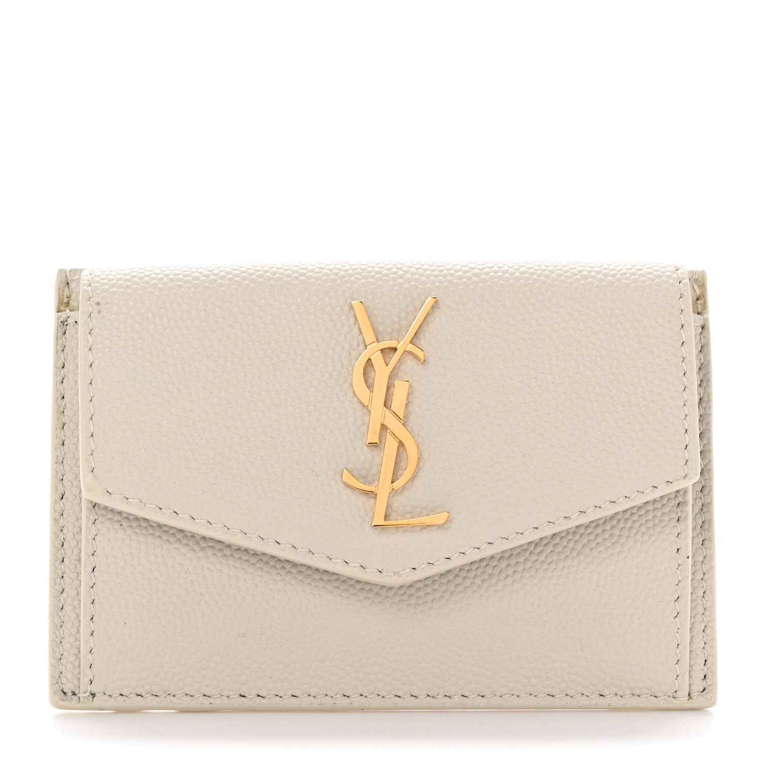 Saint Laurent Grain De Poudre Uptown Monogram Card Case Crema Soft 1 of 8