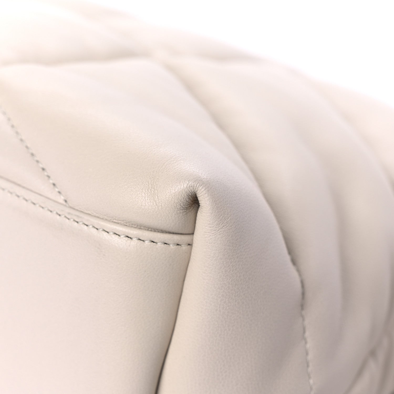 Saint Laurent Lambskin Quilted Medium Loulou Puffer Monogram Chain Satchel Crema Soft 12 of 13