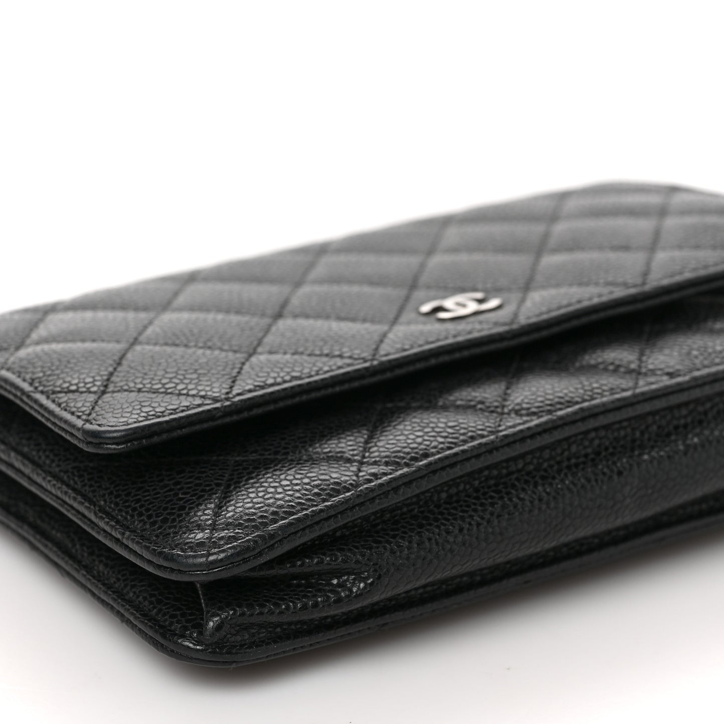 Caviar Quilted Wallet on Chain WOC Black