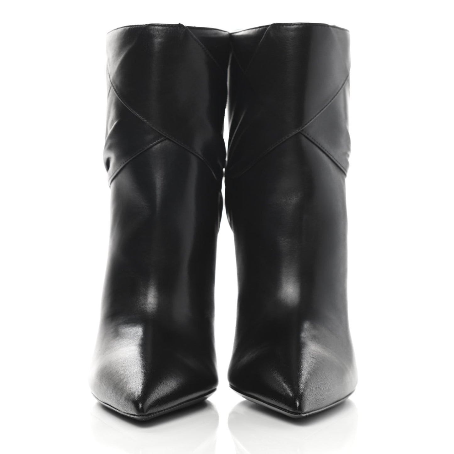 Calfskin Kiki Pointed Toe Bow Ankle Boots 36 Black