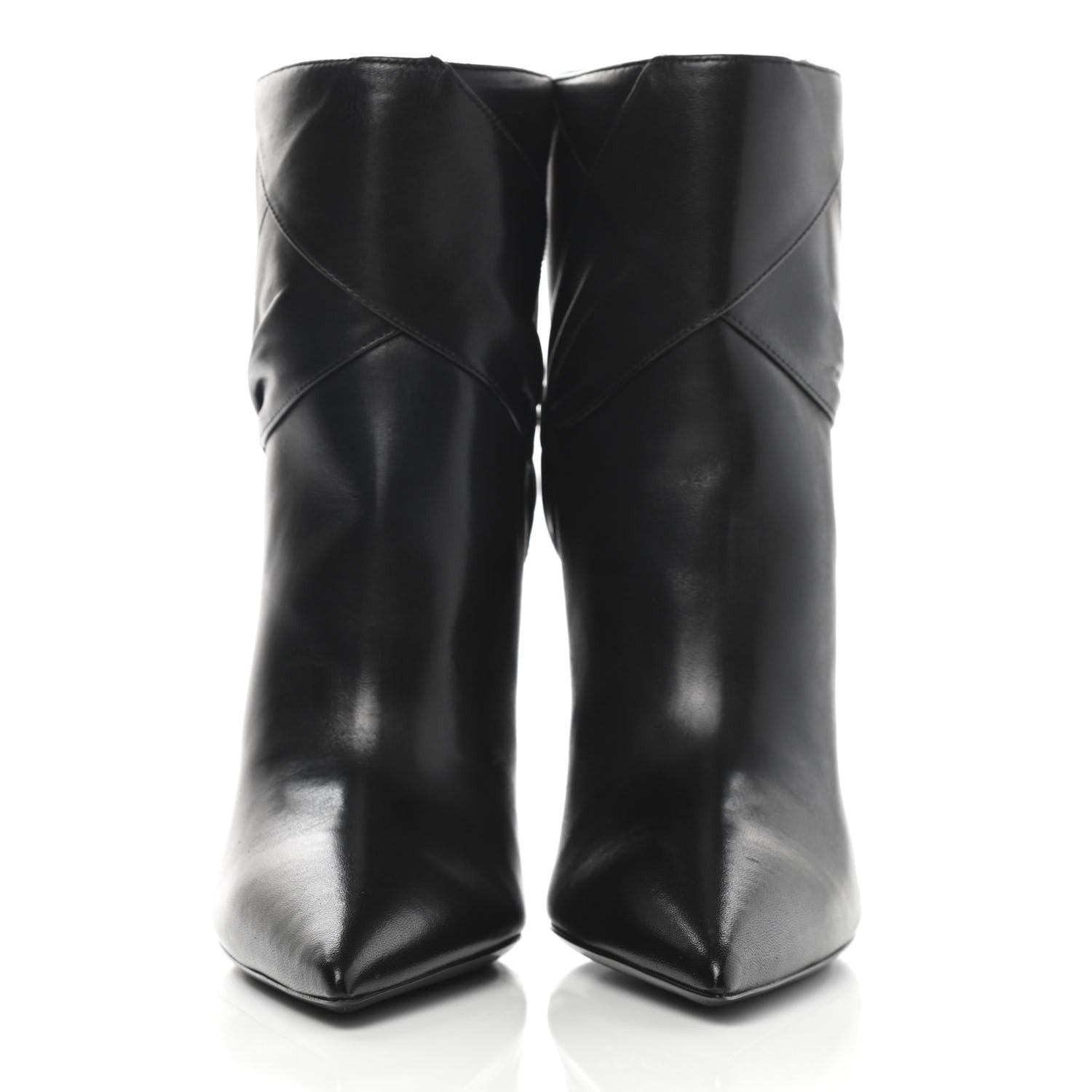 Saint Laurent Calfskin Kiki Pointed Toe Bow Ankle Boots 36 Black 2 of 10