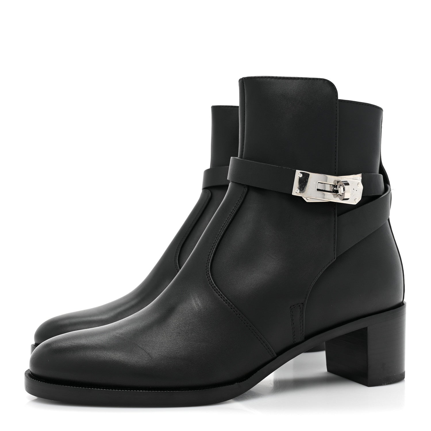 Hermes Calfskin Frenchie 50 Ankle Boots 36 Black 3 of 10