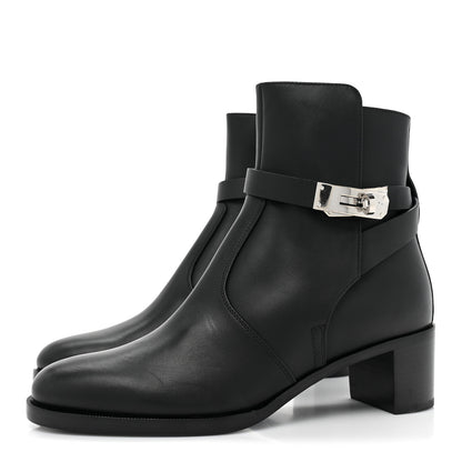 Hermes Calfskin Frenchie 50 Ankle Boots 36 Black 3 of 10