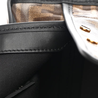 Fendi Glazed Fabric Vitello Century FF 1974 Stamp Patch Mini Peekaboo Defender Cover Mogano Panna Black 10 of 13