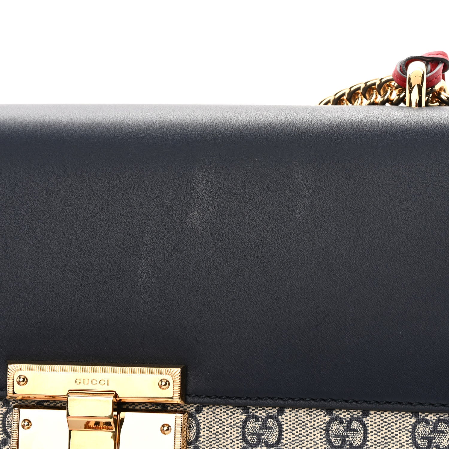 Gucci GG Supreme Monogram Calfskin Medium Padlock Shoulder Bag Beige Blue Mystic White Hibiscus Red 12 of 15