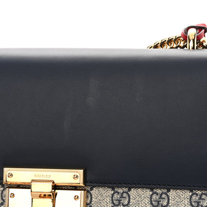 Gucci GG Supreme Monogram Calfskin Medium Padlock Shoulder Bag Beige Blue Mystic White Hibiscus Red 12 of 15