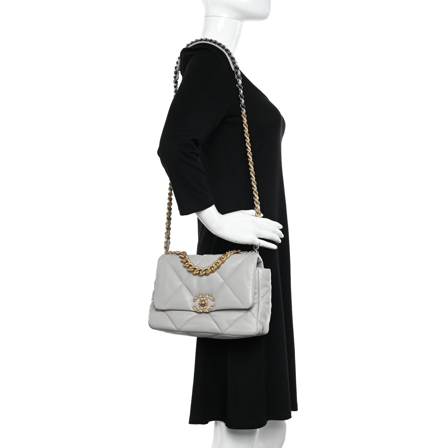 Chanel Lambskin Quilted Medium Chanel 19 Flap Grey 2 of 10
