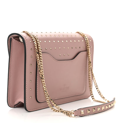 Valentino Garavani Vitello Small Rockstud All Over Demilune Shoulder Bag Lipstick 3 of 9