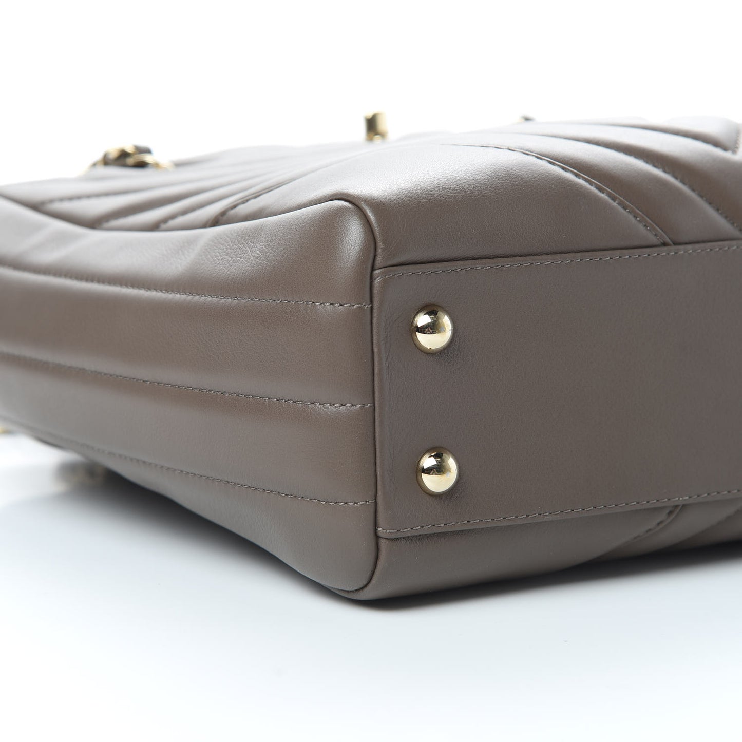 Calfskin Chevron Quilted Small Statement Shopping Tote Khaki