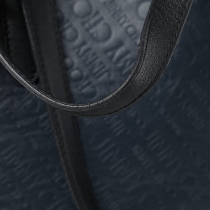 Jimmy Choo Calfskin Logo Embossed Twist East West Tote Navy Black 6 of 7