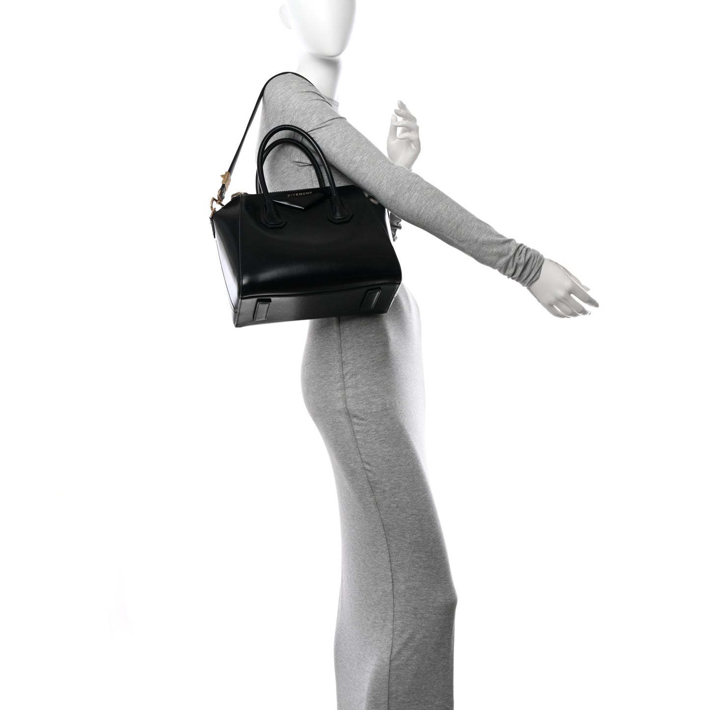 Shiny Lord Calfskin Small Antigona Black