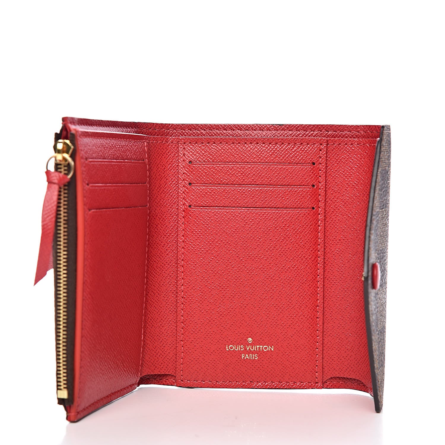 Louis Vuitton Damier Ebene Victorine Wallet Red 5 of 8