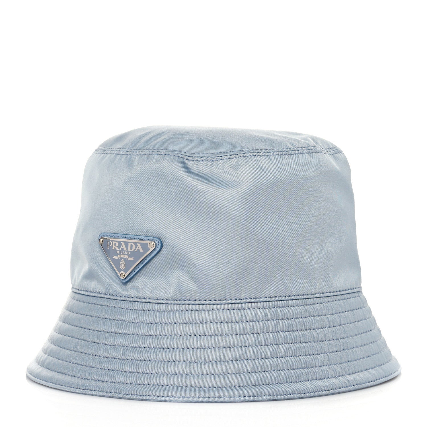 Prada Re-Nylon Metal Triangle Logo Womens Bucket Hat M Fiordaliso 1 of 9