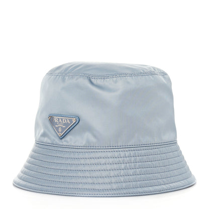 Prada Re-Nylon Metal Triangle Logo Womens Bucket Hat M Fiordaliso 1 of 9