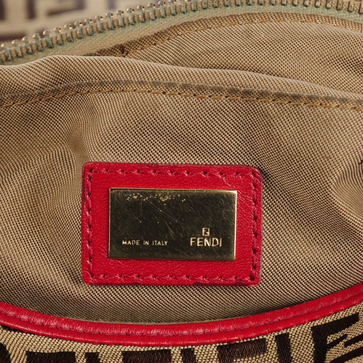 Fendi Zucchino Cuoio Chef Hobo Mogano Panna Rosso 6 of 8