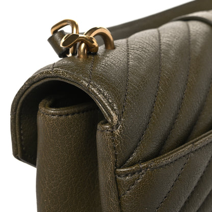 Saint Laurent Sheepskin Matelasse Chevron Monogram Medium College Bag Seawood 12 of 15