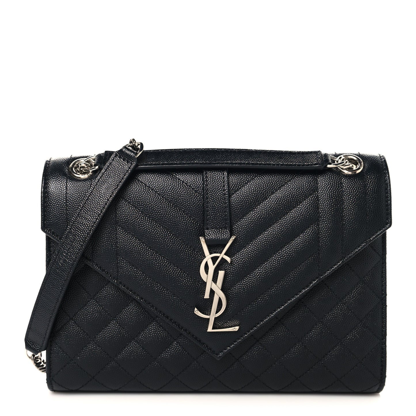 Grain De Poudre Textured Mixed Matelasse Triquilt Medium Monogram Satchel Black