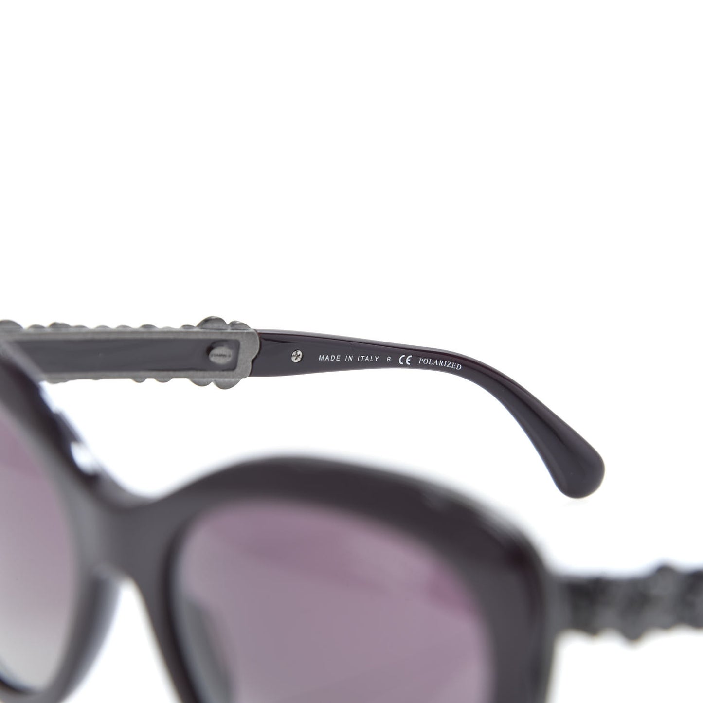 Acetate Polarized Bijou Cat Eye Sunglasses 5354 Black