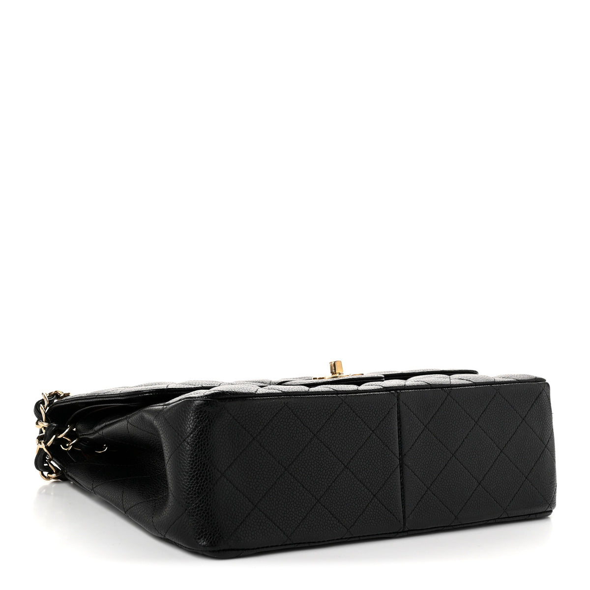 Caviar Quilted Jumbo Double Flap Black