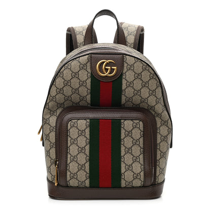 Gucci GG Supreme Monogram Calfskin Web Small Ophidia Day Backpack Beige Ebony New Acero 1 of 11