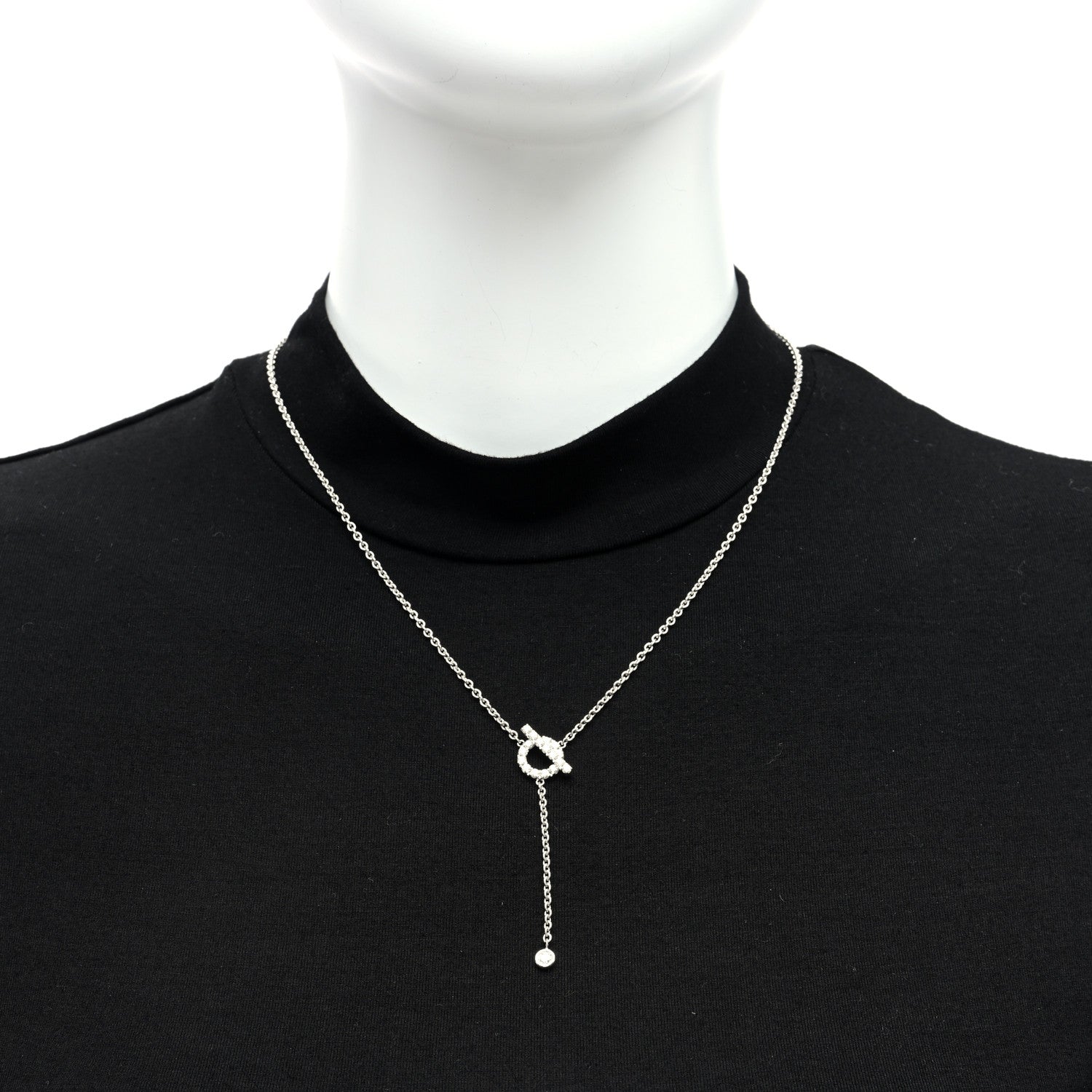 Hermes 18K White Gold Diamond Finesse Lariat Necklace 2 of 6