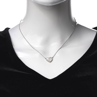 Van Cleef & Arpels 18K White Gold Mother of Pearl Lucky Alhambra Heart Pendant Necklace 2 of 5