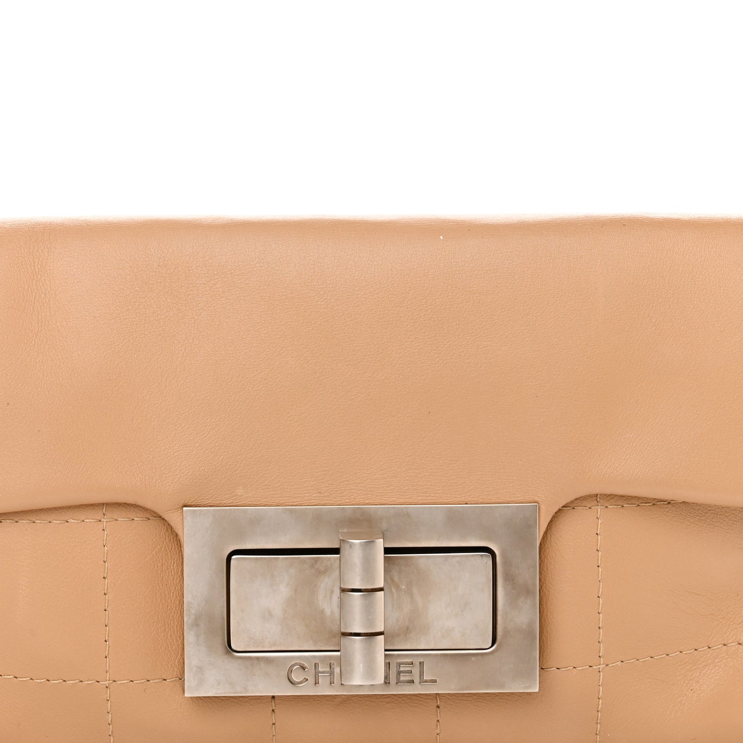 Lambskin Mademoiselle Chocolate Bar Shoulder Bag Beige