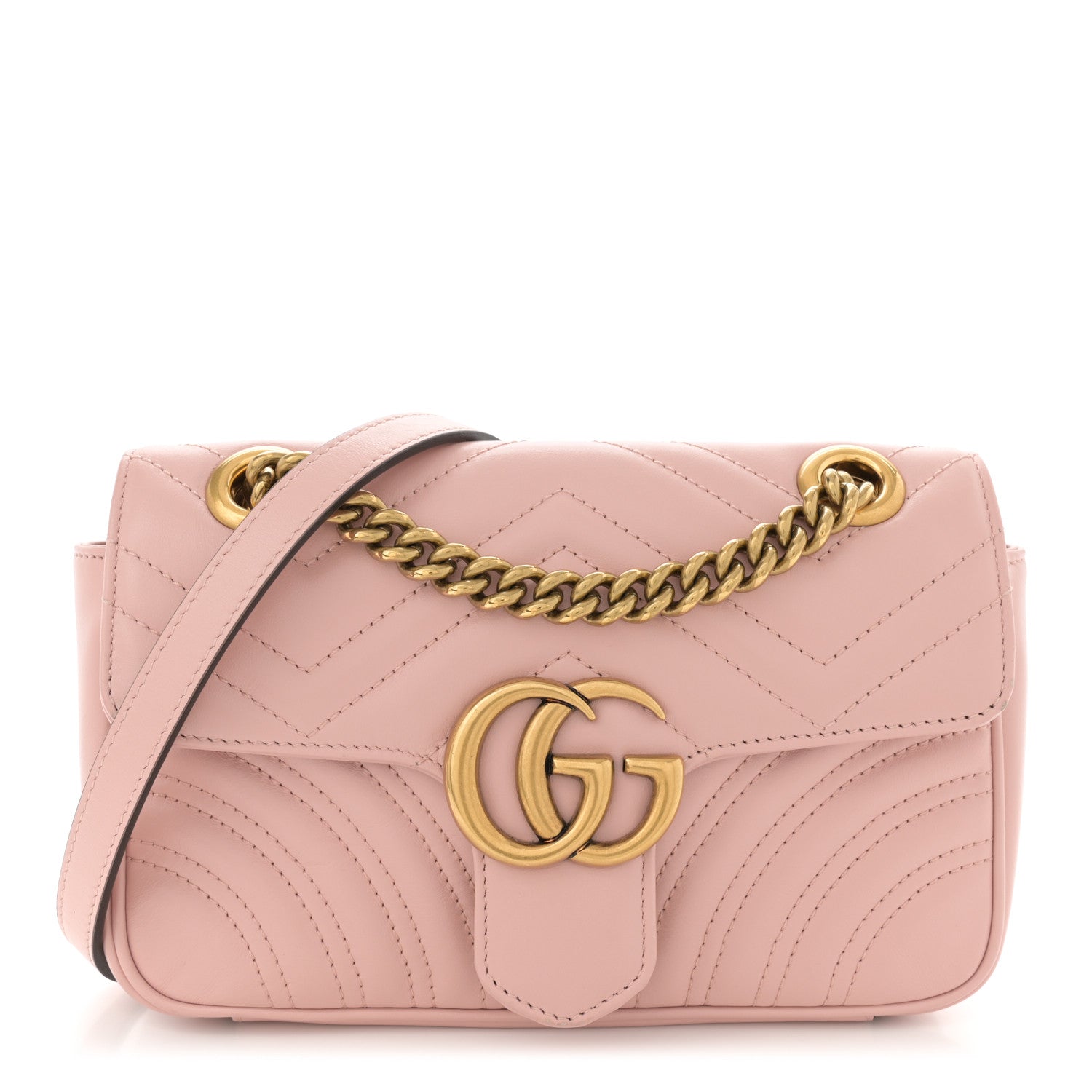 Gucci Calfskin Matelasse Mini GG Marmont Shoulder Bag Perfect Pink 1 of 11