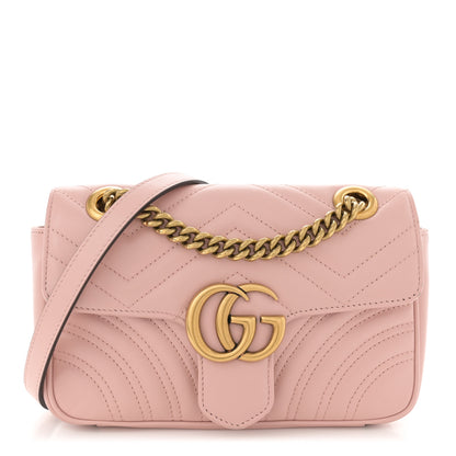 Gucci Calfskin Matelasse Mini GG Marmont Shoulder Bag Perfect Pink 1 of 11