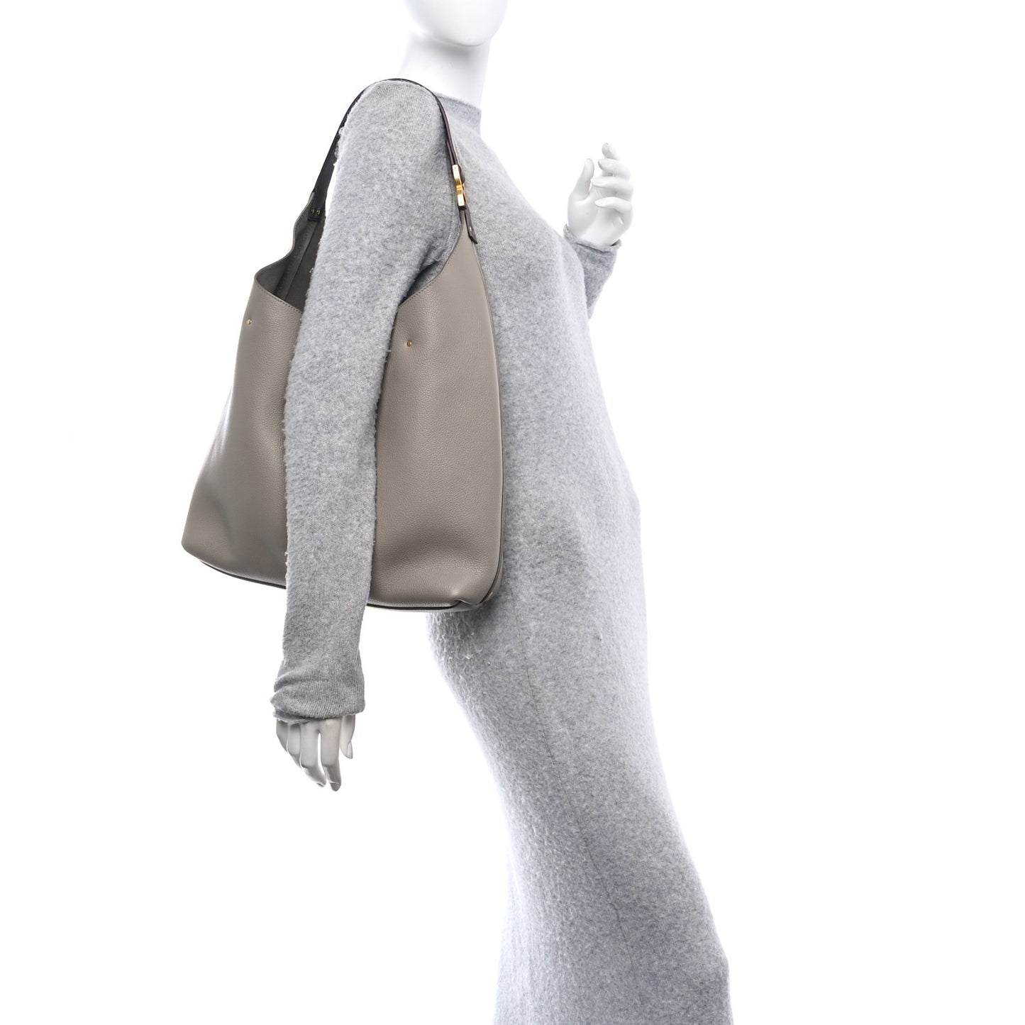 Grained Calfskin Marcie Hobo Bag Motty Grey Motty Grey