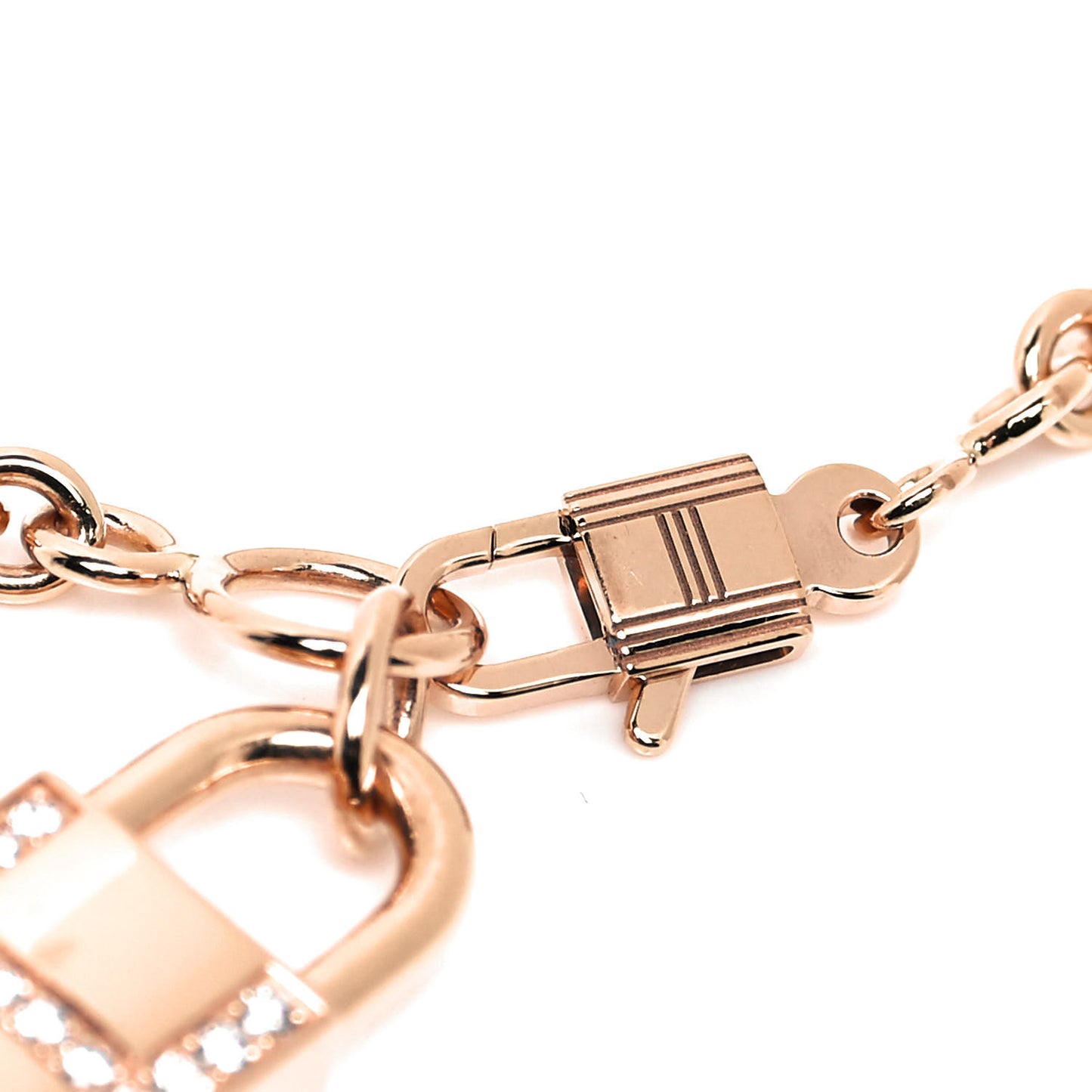 18K Rose Gold Diamond Amulettes Cadenas Bracelet ST