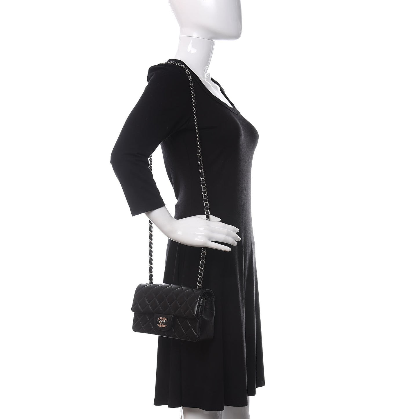 Lambskin Quilted Mini Rectangular Flap Black