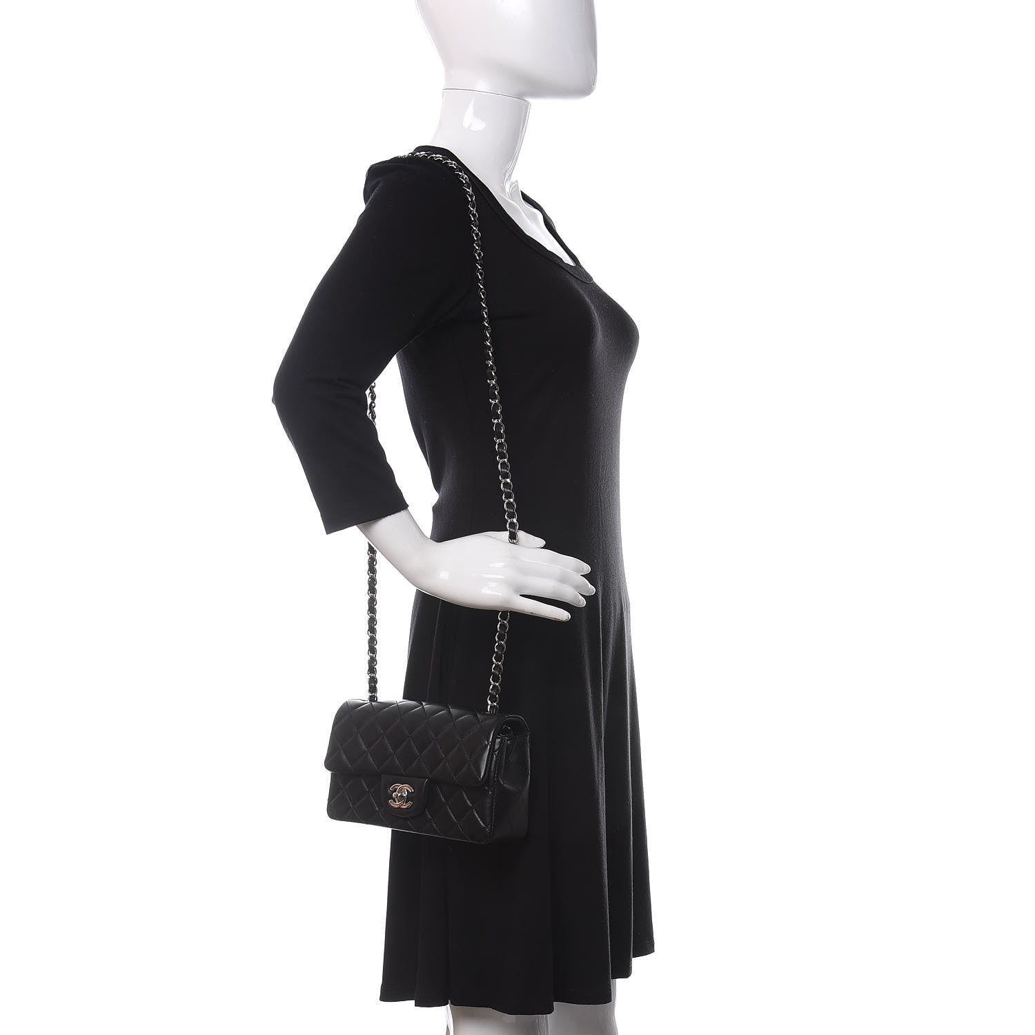 Chanel Lambskin Quilted Mini Rectangular Flap Black 2 of 12