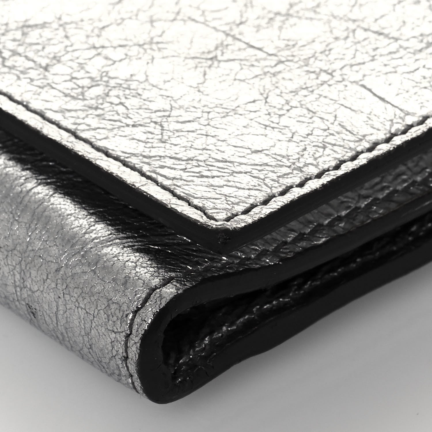 Saint Laurent Metallic Crinkled Calfskin Belle de Jour Chain Clutch Silver 11 of 14