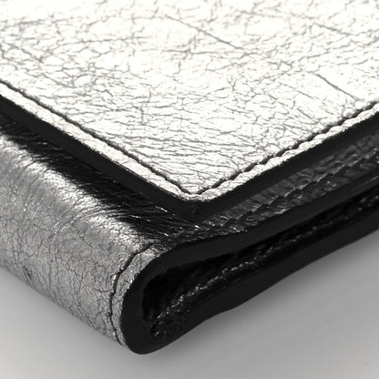 Saint Laurent Metallic Crinkled Calfskin Belle de Jour Chain Clutch Silver 11 of 14